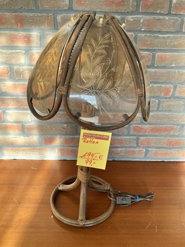 Rattan tischlampe holz glas - rattan,