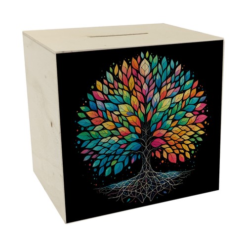 Lebensbaum spardose aus holz - spardose,