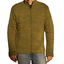 Schafwolljacke, gefüttert,   Strickjacke grün melliert