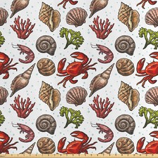 Sea Shells Satin Stoff als