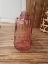 Pink Rosa Dekorative Glas Deko Vase / Seifenspender Längs Geriffelte Optik