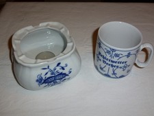 Stövchen und Kaffeebecher Schietwetter kobaltblau Zwiebelmuster indisch blau