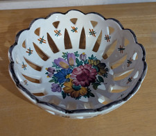 Durchbruchschale Gmundner Keramik hand - gefertigt - gemalt Streublumen Unikat