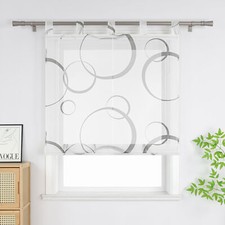 Raffrollo mit Schlaufen Kreise Raffgardine Transparent Küchegardine Voile Modern