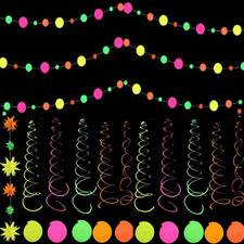 Schwarzlicht Party Deko, 10 Spiral 2 Girlanden Neon Girlanden UV Papier Deko Leu