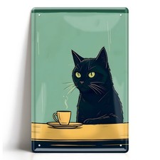 Blechschild schwarze katze - schwarze,