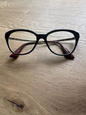 PRADA Brillengestell Damen, Gold, Schokobraun (Rahmen) Und Dunkelblau (Bügel)