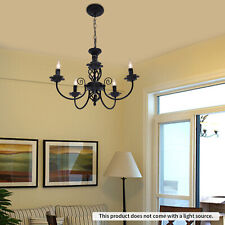 5 Flammig Retro Schwarz Kronleuchter L��ster Metall Vintage Loft Deckenlampe E14