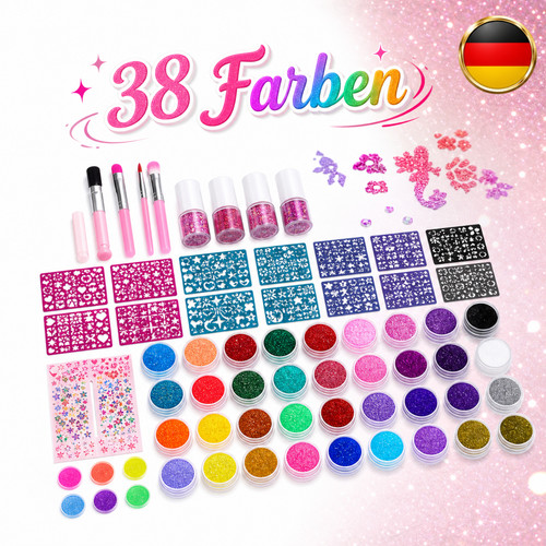 Farben glitzer tattoo set - farben,