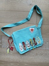 Wendekreis Berlin Canvas Tasche türkis mit Flip-Flop-Applikationen Messenger 