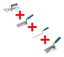 Jung Henkelmann Kellen Set 4-tlg Maurerkelle, Putzkelle, Fugenkelle, Glättekelle