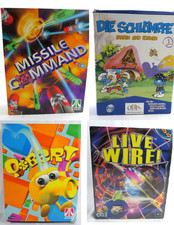 Missile Command Die Schlümpfe Q-Bert LIVE WIRE! / 4x PC Spiele BiGBox / Konvolut