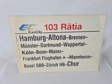 Zuglaufschild EC EuroCity 103 Rätia - Hamburg Altona-HB Chur - 30cm x 21cm