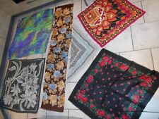 6 x Halstuch / Tuch aus Stoff Bourette - Seide + Viskose Retro Tücher Konvolut