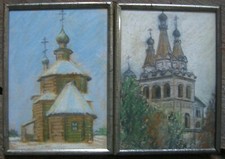 ::2x PASTEL RUSSIAN CHURCH