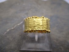 Moderner Ring Band 925 Sterlingsilber vergoldet gehämmert Kugeln Rg 58/18 ADK