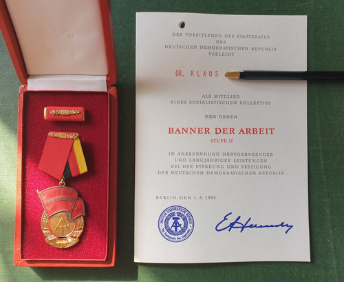 Ddr medaille urkunde - urkunde,