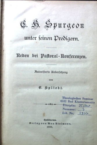 Spurgeon unter seinen - c.,
