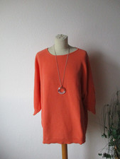 Opus Damen Pullover Gr. 44 orange langarm Fledermausärmel Baumwolle