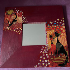 Katzenmotiv Spiegel Wandspieger Standspiegel rot Katze gold braun handgemacht