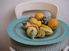 LAMBERT ovale Schale DRAHT 45cm Tablett  OBJEKT DEKO ABLAGE Türkis DESIGN METALL