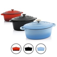 Gusseisen Cocotte Bräter 4,3 Liter Schmortopf Topf mit Deckel BBQ-Toro