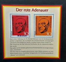 Faksimile Bund - Der rote Adenauer - Block mit unverausgabter Marke - Mi Nr XI