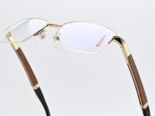 BUGATTI Brille 547 000 56-19 Halbrand Metall 22ct Gold Plated Padouk Holz Mann L