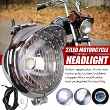 27LED Universal Motorrad Rund Scheinwerfer COB Angel Eye Hauptscheinwerfer Chrom