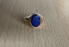 Herren Ring Blau Lapislazuli Edelstein Vergoldet 925 Silber Damenring Gr. 18,4