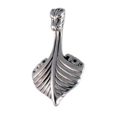 Drachenboot Anhänger 925 Silber Steven Drachenschiff Wikinger Boot + Lederschnur