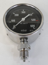 Dräger Manometer 0  ... 600 mbar | 1/2" Außengewinde mit Tülle 6mm | Ø100mm