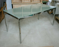 Glastisch Esstisch Schreibtisch Milchglas verchromt edel /B