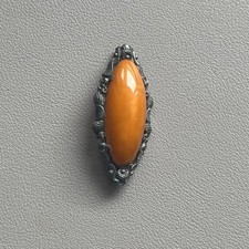 Antike Brosche mit echtem Bernstein fast Butterscotch – fein verziert