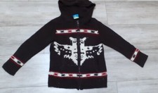 Jungen Jacke Kapuzenjacke Strickjacke Gr. 110 Reißverschluss Eule braun Indianer