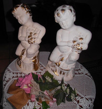 große Engel Keramik, Porzellan weiß Dekoration Figuren ca.35 cm hoch 2 Teilig