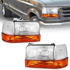 Pair Headlights Chrome For