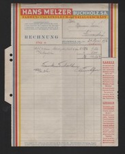 BUCHHOLZ, Rechnung 1936, Hans Melzer Farben-Linoleum-Spezialgeschäft