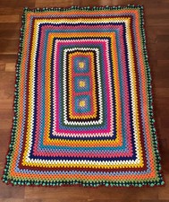 Wunderschöne Deko Häkeldecke/Plaid, Handarbeit, bunt, ca 130 x 100 cm