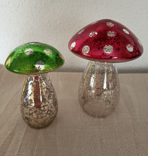 2 x Glas Fliegenpilz Marmoriert Höhe 13 + 11 cm Deko Weihnachten