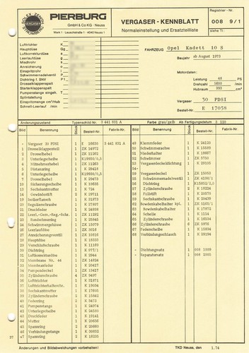Datenblatt einstelldaten solex - datenblatt,