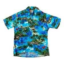 70er Jahre Hawaii Hemd Blau