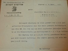 Oberbürgermeister von Stettin i. Pommern  , 1937 , Brief  Schwabach i. Bayern !!