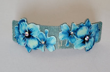 Haarspange Haarklammer Strasssteine blau-metallic Haarschmuck Blumen NEU!!