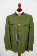 Lodenfrey Trachten Janker Gr.50 Wolle Polyester Mix Lederbesatz NEU mit Etikett