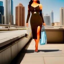 Damenkleid Bodycon Ballkleid Mit Metall Ketten-Träger Partykleid Schwarz Elegant