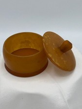 Deckeldose Ø 8 cm Bakelit Catalin bernsteinfarben 167 Gramm DDR-Zeit