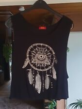 Top, Shirt, Buffalo, Gr. 34, Schwarz, Nieten, Gold, Frontprint