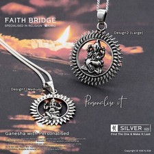 Ganesha Anhänger Halskette ✔️Hindu Gott✔️Gratis Gravur✔️Massiv 925 Silber✔️Qualität