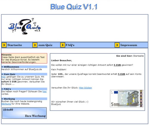 Blue quiz php script - v1.1, php-script